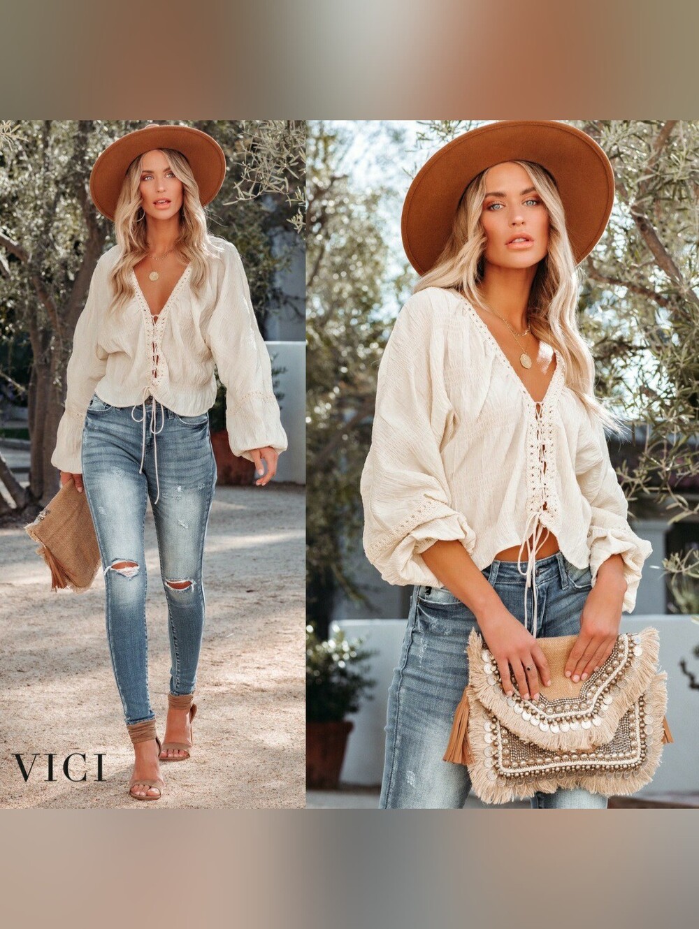VICI COLLECTION FAUNA LACE UP CROTCHET CROP TOP